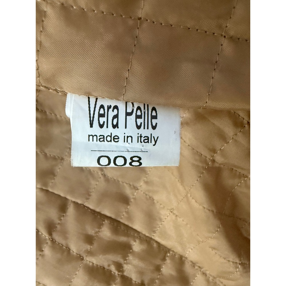 Specchio Italia Tan Leather Trench Coat Made in Italy Vera Pelle Mid Length L - Picture 5 of 13